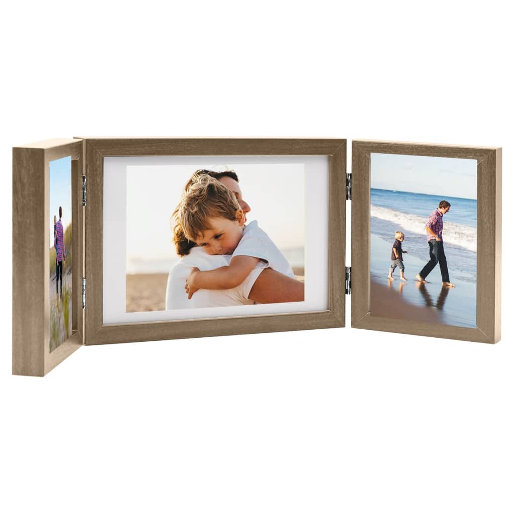 Fotolijst drieluik 28x18 cm+2x(13x18 cm) lichtbruin - AllerleiShop