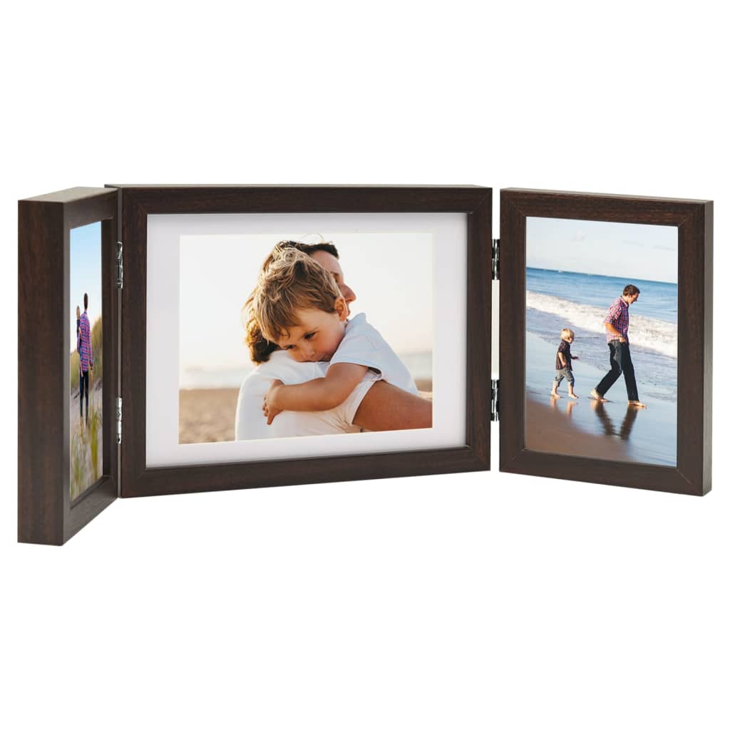 Fotolijst drieluik 22x15 cm+2x(10x15 cm) donkerbruin - AllerleiShop