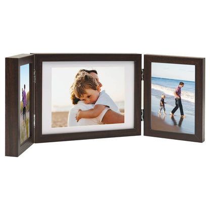 Fotolijst drieluik 22x15 cm+2x(10x15 cm) donkerbruin - AllerleiShop