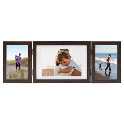 Fotolijst drieluik 22x15 cm+2x(10x15 cm) donkerbruin - AllerleiShop