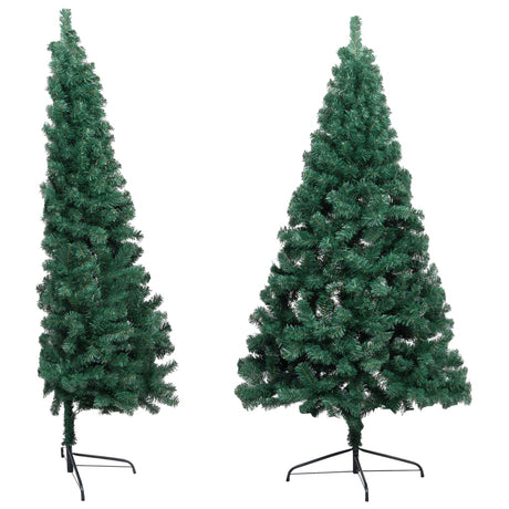 Kunstkerstboom met verlichting en kerstballen half 150 cm groen - AllerleiShop