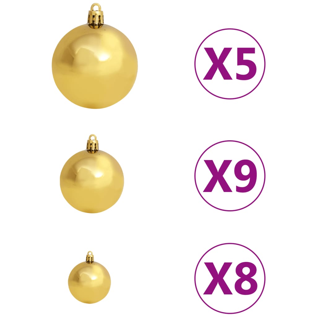 Kunstkerstboom met verlichting en kerstballen half 150 cm groen - AllerleiShop