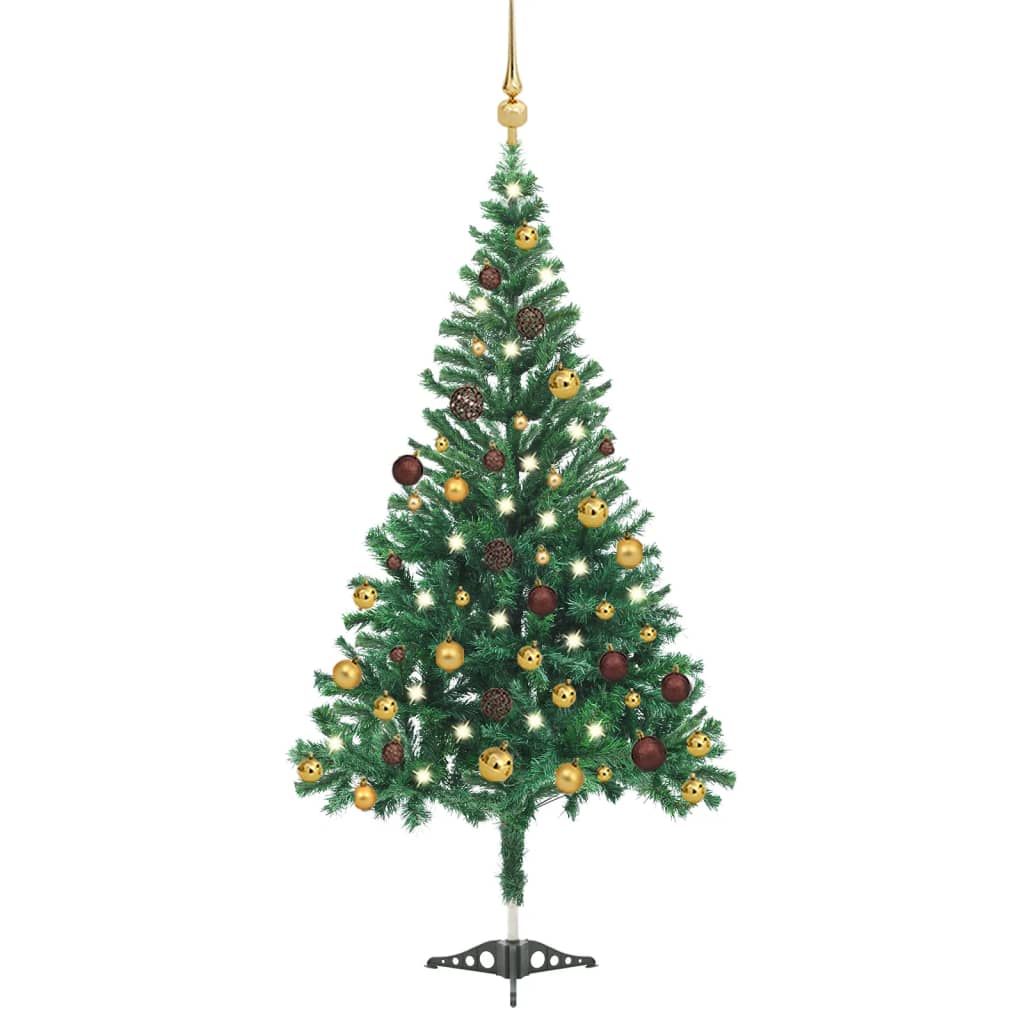 Kunstkerstboom met verlichting en kerstballen 546 takken 180 cm - AllerleiShop