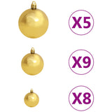 Kunstkerstboom met verlichting en kerstballen 546 takken 180 cm - AllerleiShop