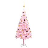 Kunstkerstboom met verlichting en kerstballen 150 cm PVC roze - AllerleiShop