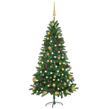 Kunstkerstboom met verlichting en kerstballen 150 cm groen - AllerleiShop