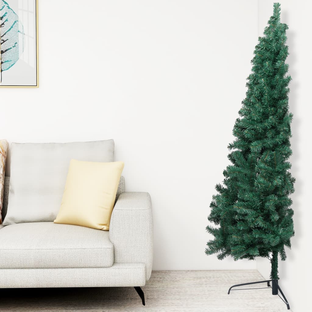 Kunstkerstboom met verlichting en kerstballen half 150 cm groen - AllerleiShop