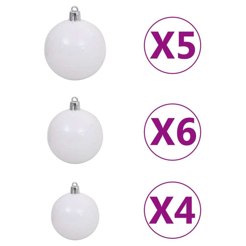 Kunstkerstboom met verlichting en kerstballen half 150 cm groen - AllerleiShop