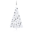 Kunstkerstboom met verlichting en kerstballen half 150 cm wit - AllerleiShop