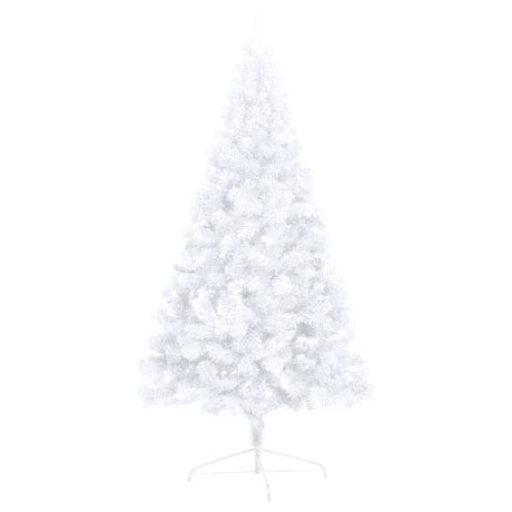 Kunstkerstboom met verlichting en kerstballen half 150 cm wit - AllerleiShop