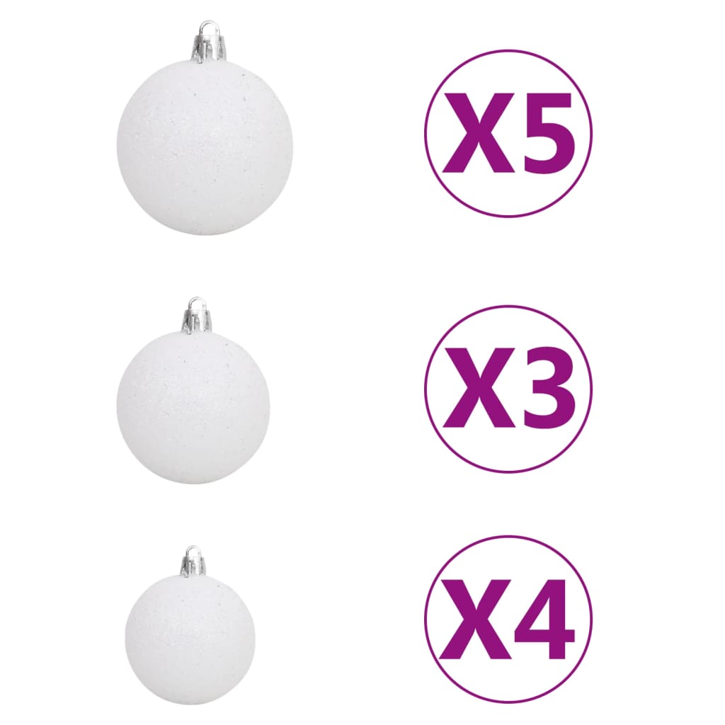 Kunstkerstboom met verlichting en kerstballen half 150 cm wit - AllerleiShop