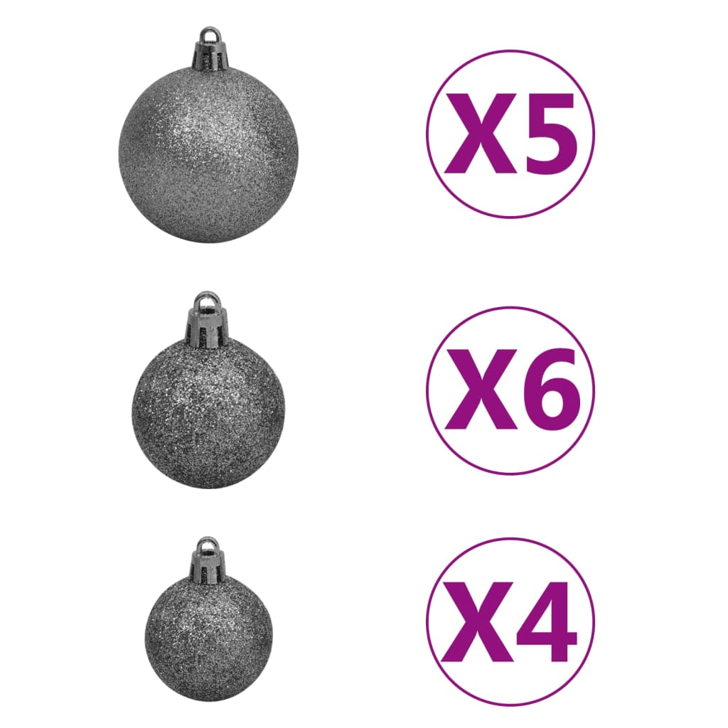 Kunstkerstboom met verlichting en kerstballen 150 cm PVC zwart - AllerleiShop