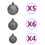 Kunstkerstboom met verlichting en kerstballen 150 cm PVC zwart - AllerleiShop