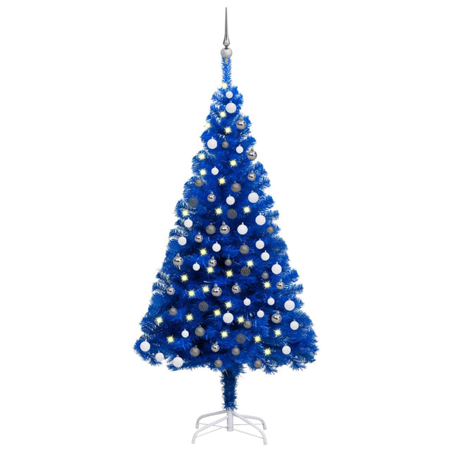 Kunstkerstboom met verlichting en kerstballen 150 cm PVC blauw - AllerleiShop