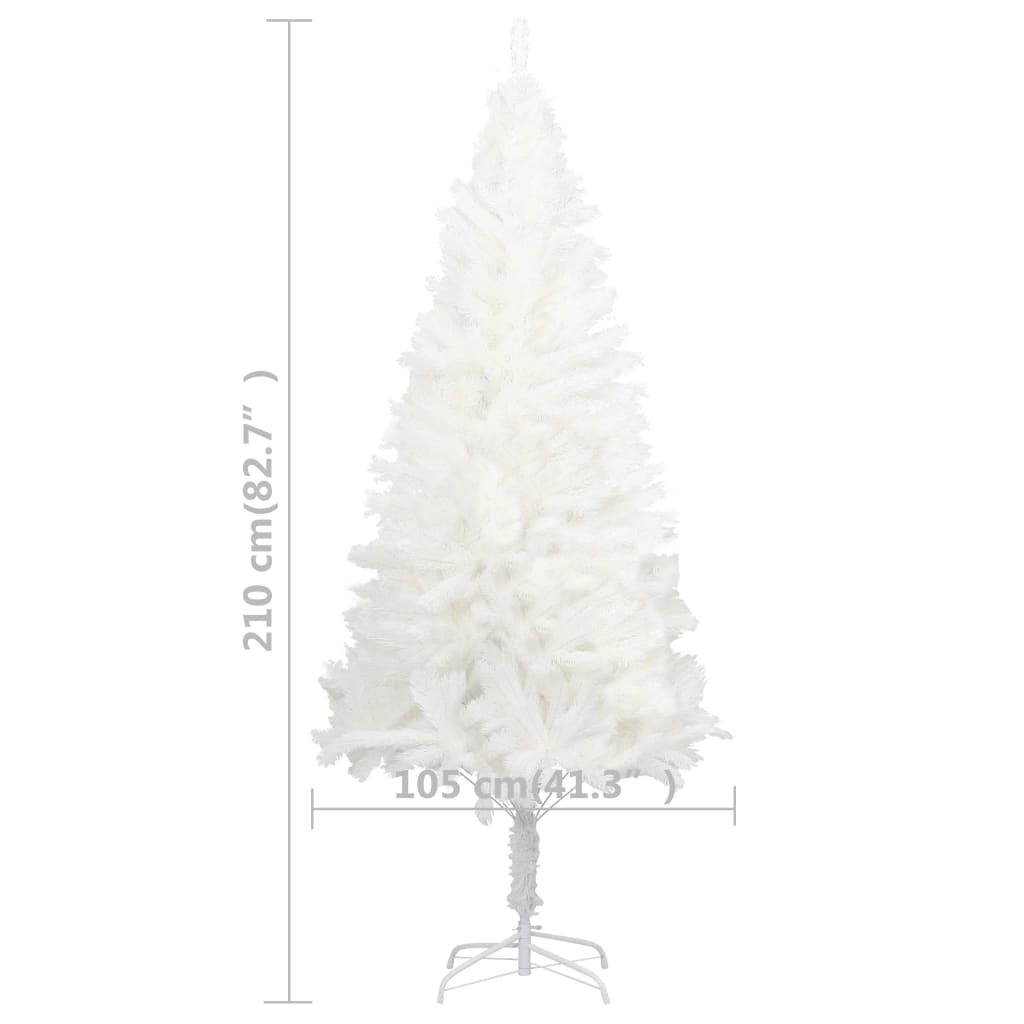 Kunstkerstboom met verlichting en kerstballen 210 cm PVC wit - AllerleiShop