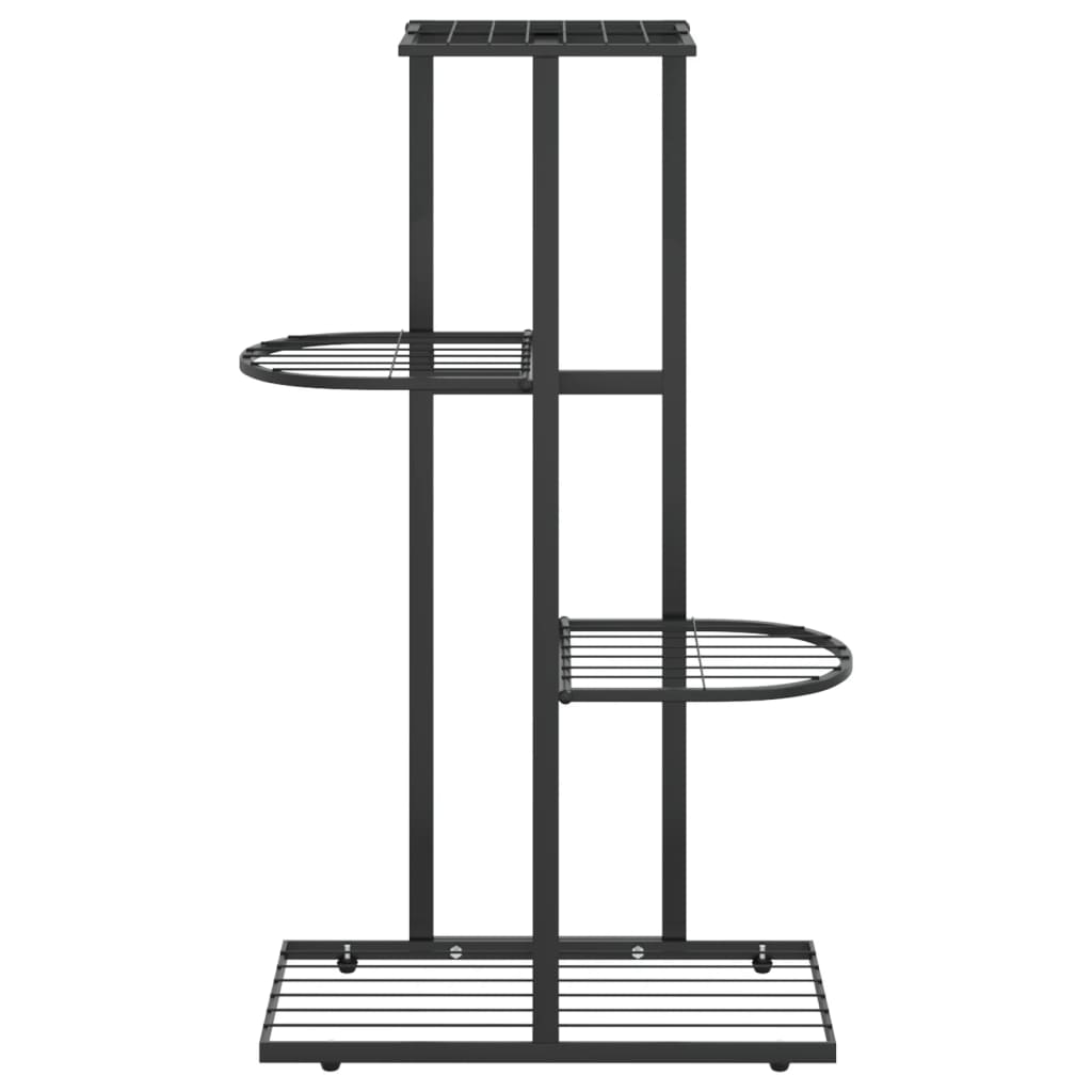 Bloemenstandaard met 4 lagen 43x22x76 cm metaal zwart - AllerleiShop