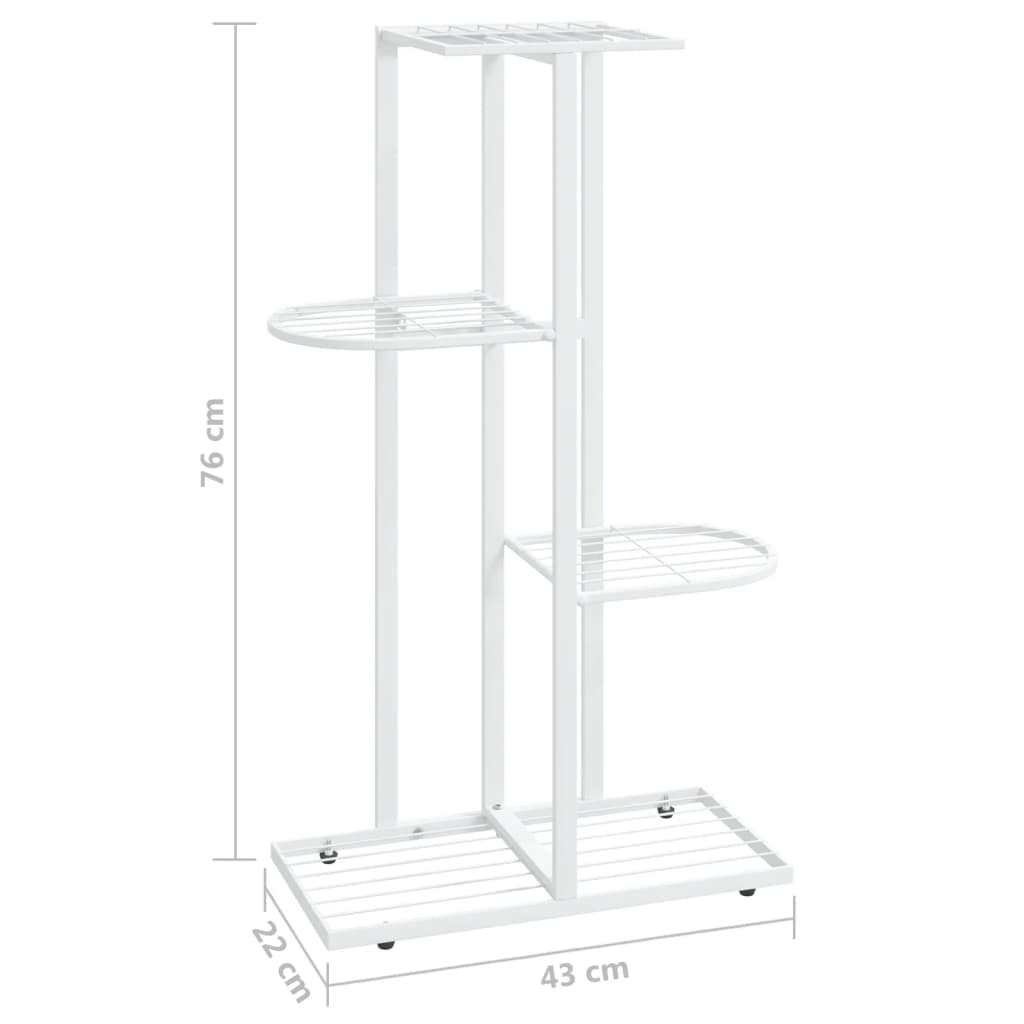 Bloemenstandaard met 4 lagen 43x22x76 cm metaal wit - AllerleiShop