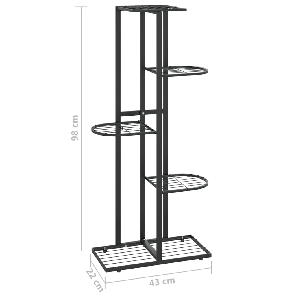 Bloemenstandaard met 5 lagen 43x22x98 cm metaal zwart - AllerleiShop