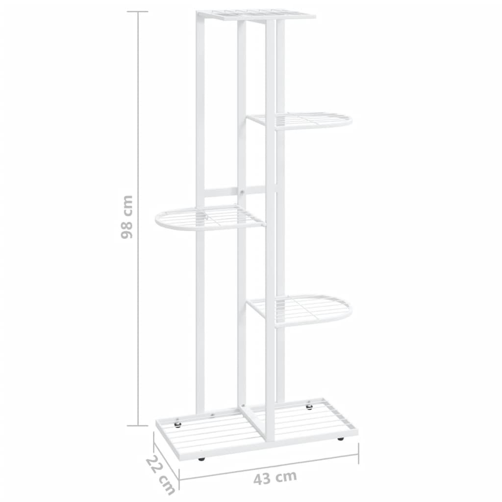 Bloemenstandaard met 5 lagen 43x22x98 cm metaal wit - AllerleiShop