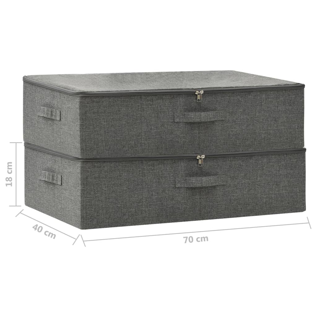 Opbergboxen 2 st 70x40x18 cm stof antracietkleurig - AllerleiShop