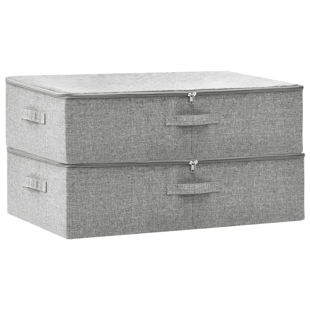 Opbergboxen 2 st 70x40x18 cm stof grijs - AllerleiShop