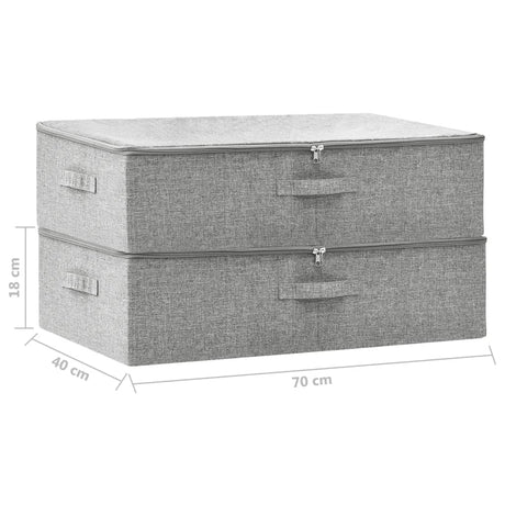 Opbergboxen 2 st 70x40x18 cm stof grijs - AllerleiShop