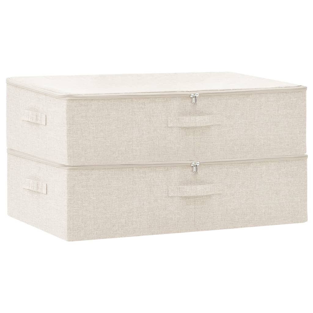 Opbergboxen 2 st 70x40x18 cm stof crèmekleurig - AllerleiShop