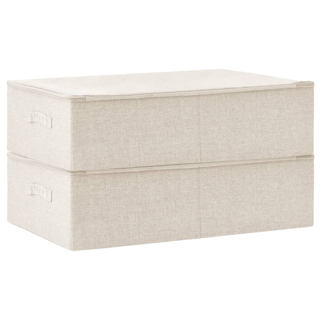 Opbergboxen 2 st 70x40x18 cm stof crèmekleurig - AllerleiShop