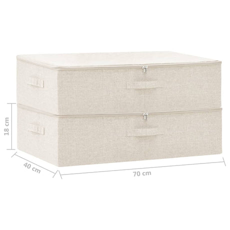 Opbergboxen 2 st 70x40x18 cm stof crèmekleurig - AllerleiShop