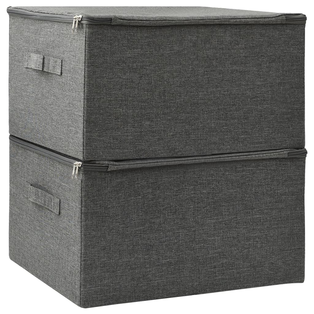 Opbergboxen 2 st 43x34x23 cm stof antracietkleurig - AllerleiShop