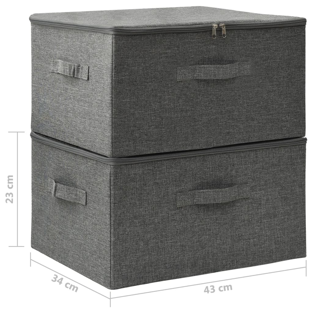 Opbergboxen 2 st 43x34x23 cm stof antracietkleurig - AllerleiShop