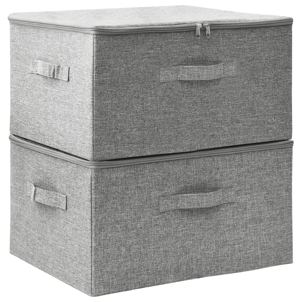 Opbergboxen 2 st 43x34x23 cm stof grijs - AllerleiShop