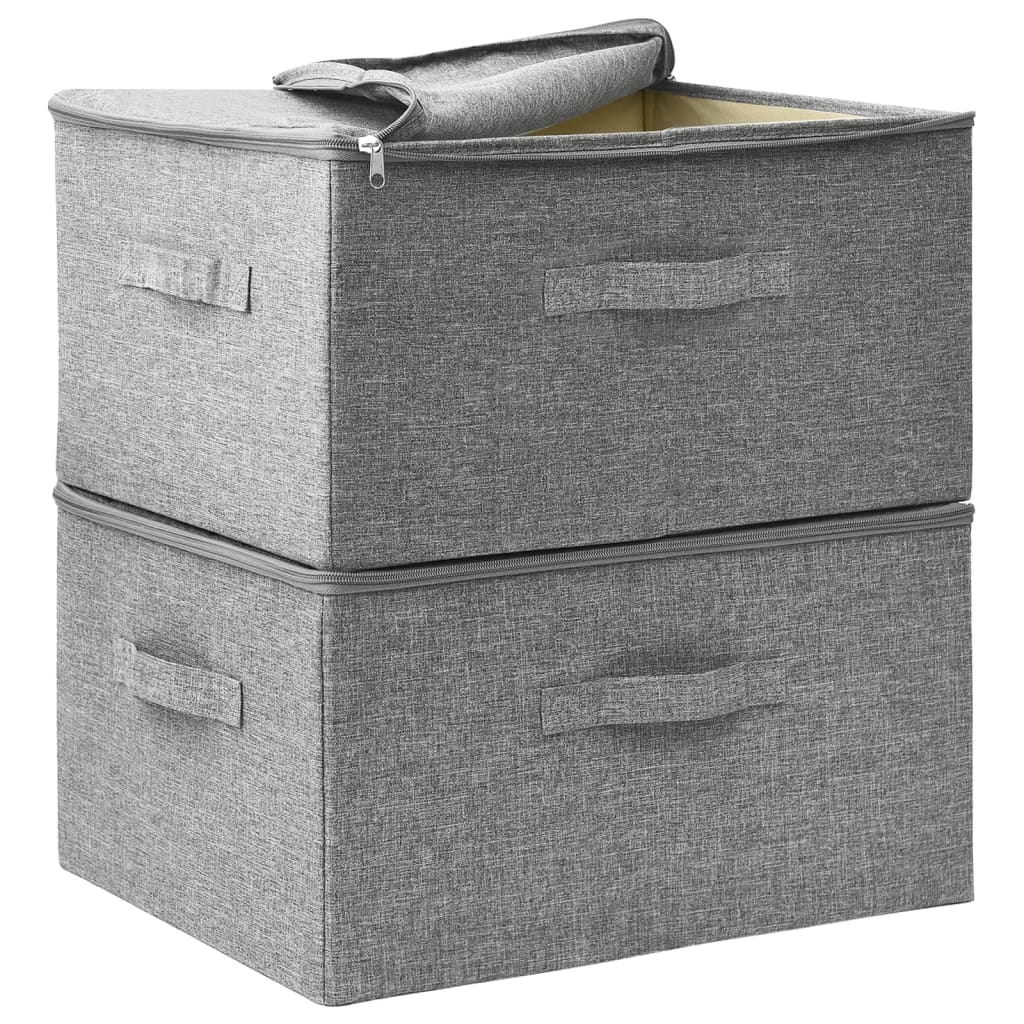 Opbergboxen 2 st 43x34x23 cm stof grijs - AllerleiShop