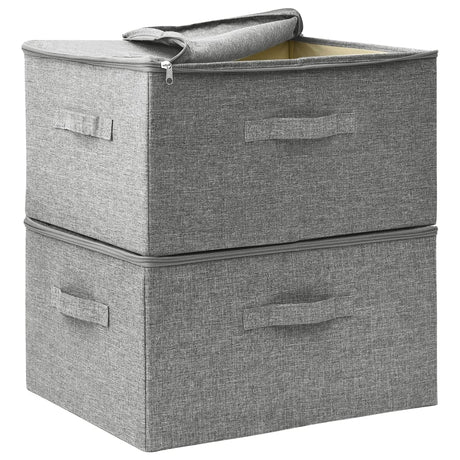 Opbergboxen 2 st 43x34x23 cm stof grijs - AllerleiShop