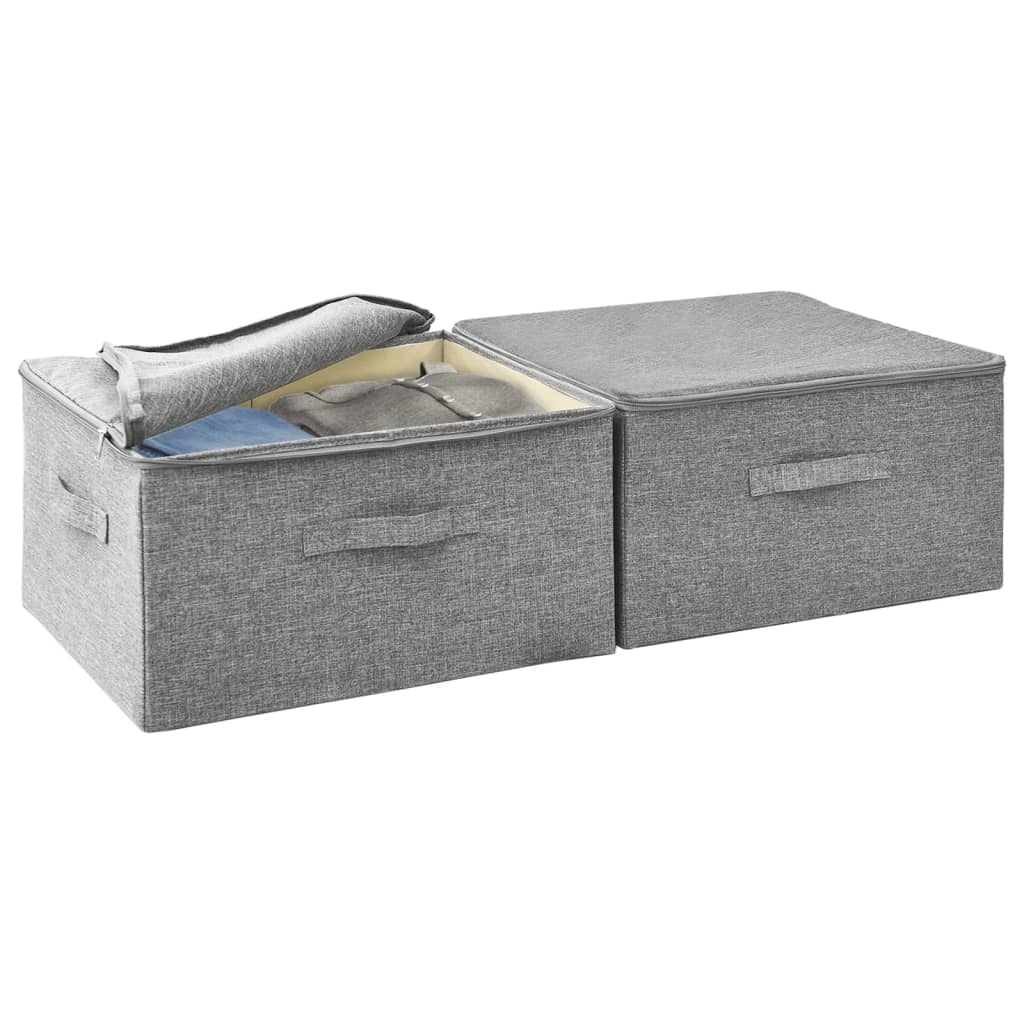 Opbergboxen 2 st 43x34x23 cm stof grijs - AllerleiShop