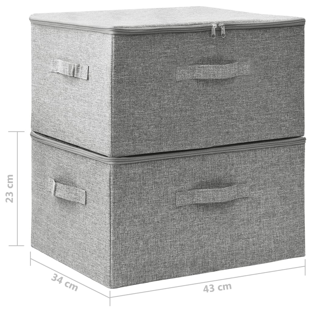 Opbergboxen 2 st 43x34x23 cm stof grijs - AllerleiShop