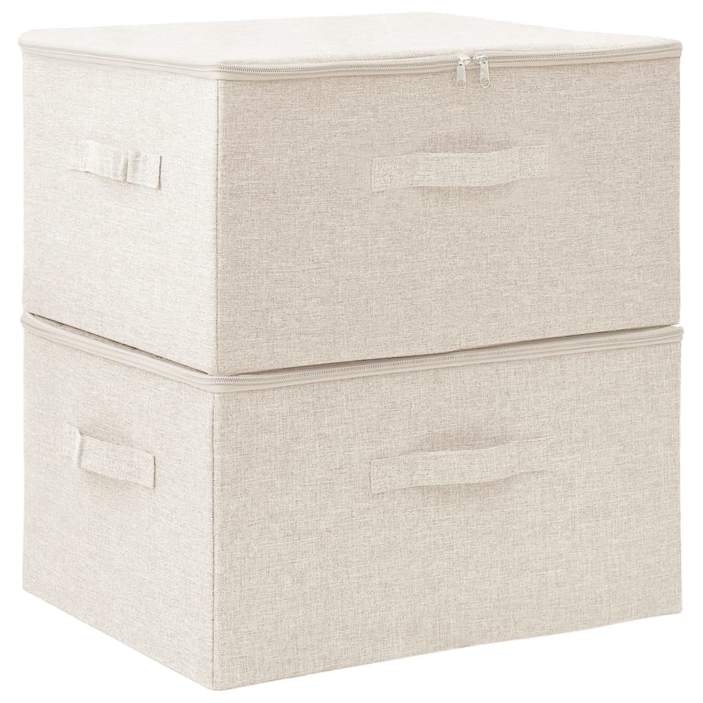 Opbergboxen 2 st 43x34x23 cm stof crèmekleurig - AllerleiShop