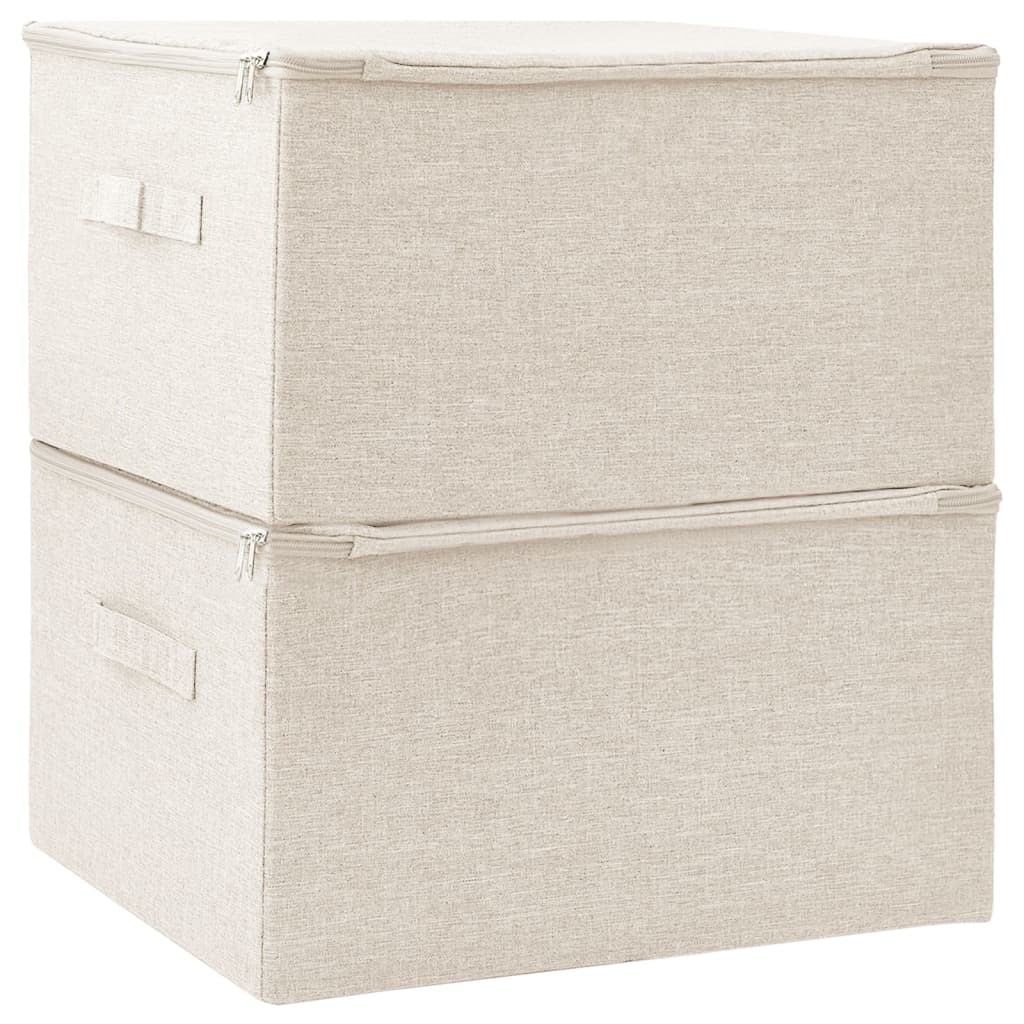 Opbergboxen 2 st 43x34x23 cm stof crèmekleurig - AllerleiShop