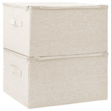 Opbergboxen 2 st 43x34x23 cm stof crèmekleurig - AllerleiShop