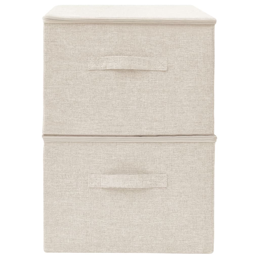 Opbergboxen 2 st 43x34x23 cm stof crèmekleurig - AllerleiShop