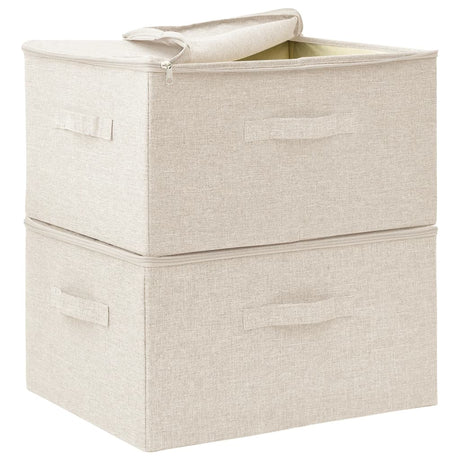 Opbergboxen 2 st 43x34x23 cm stof crèmekleurig - AllerleiShop