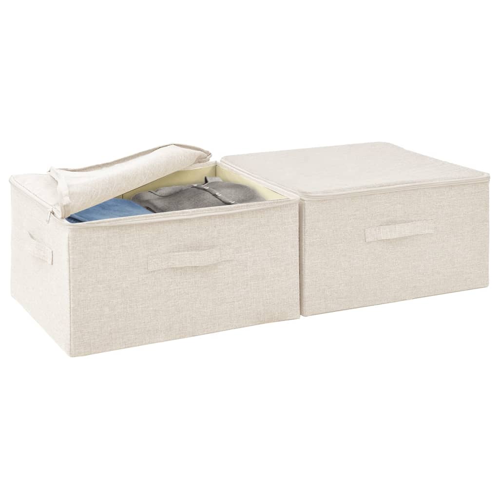 Opbergboxen 2 st 43x34x23 cm stof crèmekleurig - AllerleiShop