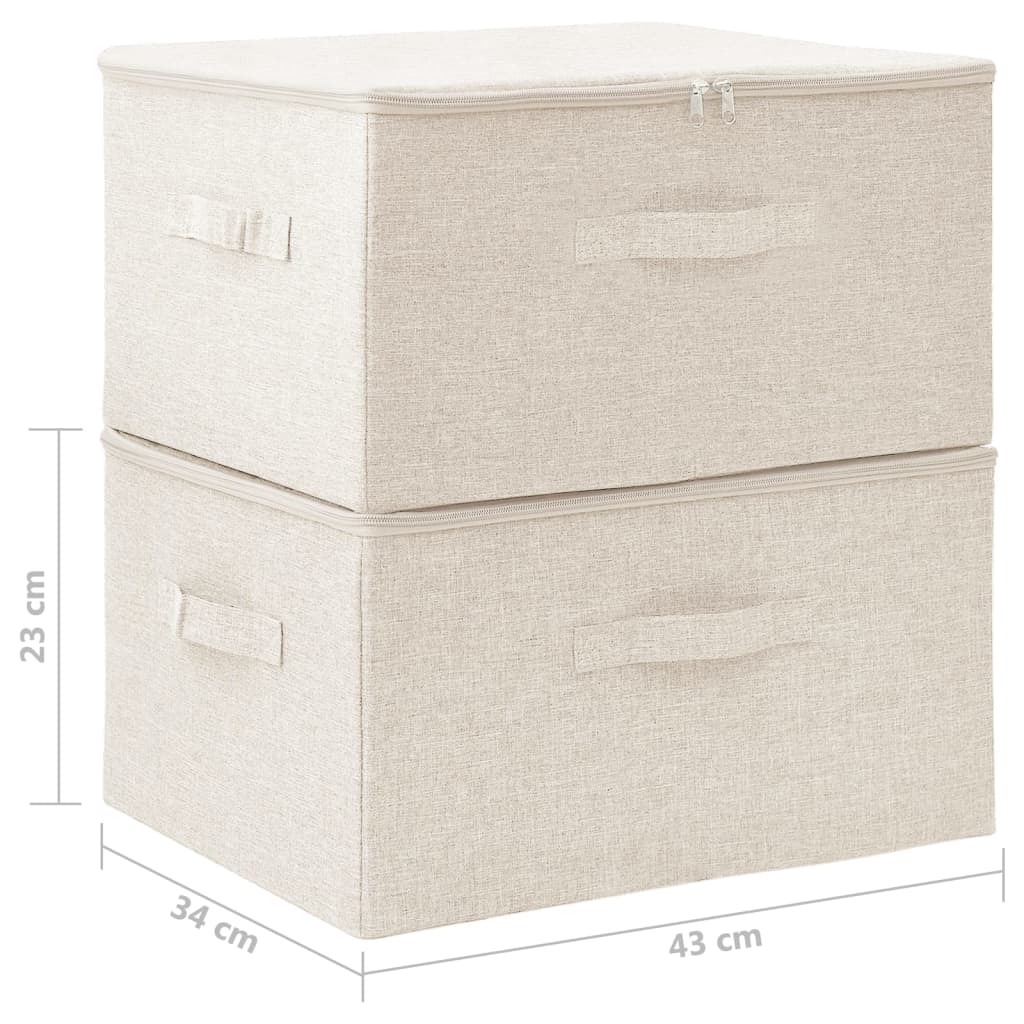 Opbergboxen 2 st 43x34x23 cm stof crèmekleurig - AllerleiShop