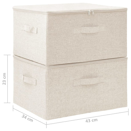 Opbergboxen 2 st 43x34x23 cm stof crèmekleurig - AllerleiShop