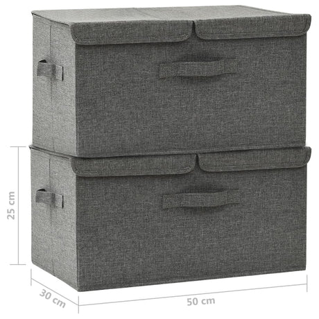 Opbergboxen 2 st 50x30x25 cm stof antracietkleurig - AllerleiShop