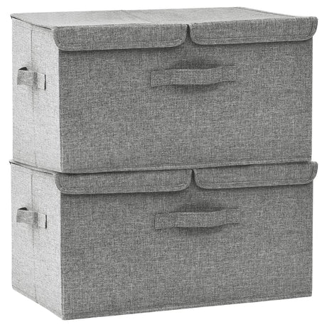 Opbergboxen 2 st 50x30x25 cm stof grijs - AllerleiShop