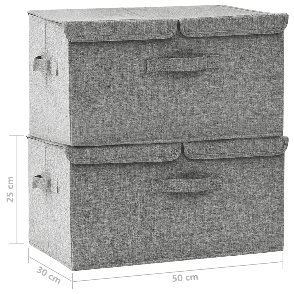 Opbergboxen 2 st 50x30x25 cm stof grijs - AllerleiShop