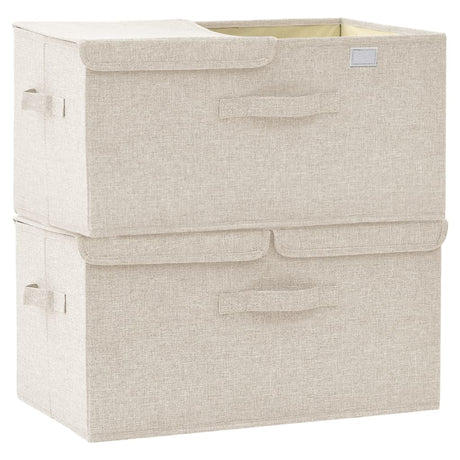 Opbergboxen 2 st 50x30x25 cm stof crèmekleurig - AllerleiShop