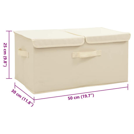 Opbergboxen 2 st 50x30x25 cm stof crèmekleurig - AllerleiShop