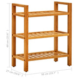 Schoenenrek met 3 schappen 50x27x60 cm massief eikenhout - AllerleiShop